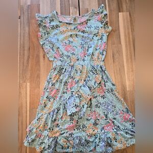 NWOT BCBGIRLS Blue Floral Ruffeled Dress Size 7/8